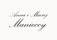 Logo sponsora, napis "Anna i Maciej Manieccy" ozdobnym pismem stylizowanym na ręczne.
